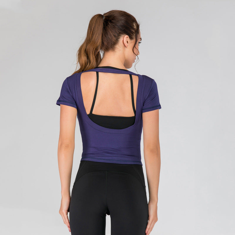 US back short sleeve fitness blouse - Senecca 